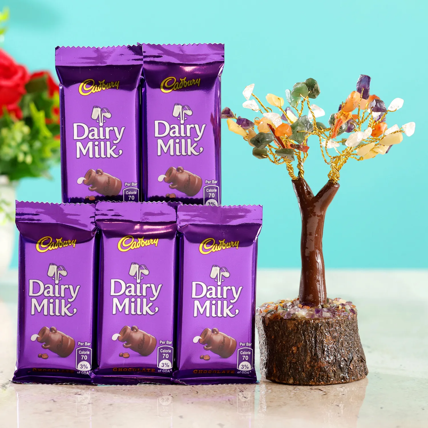  Colourful Stone Wish Tree & 5 Cadbury Dairy Milk