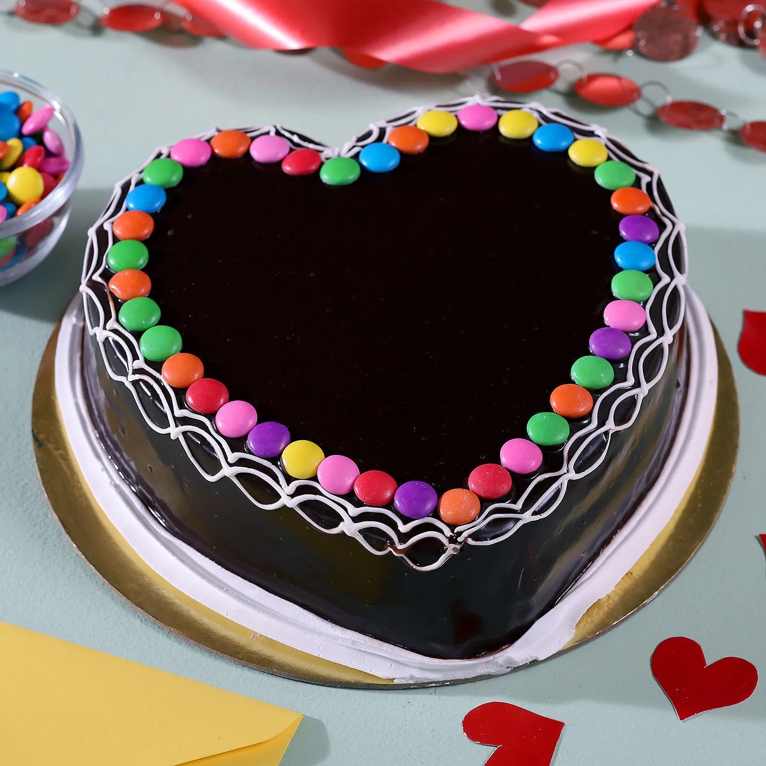  Heart Shaped Chocolate Cake With Gems