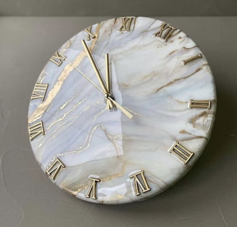  White and Golden Resin Wall Clock