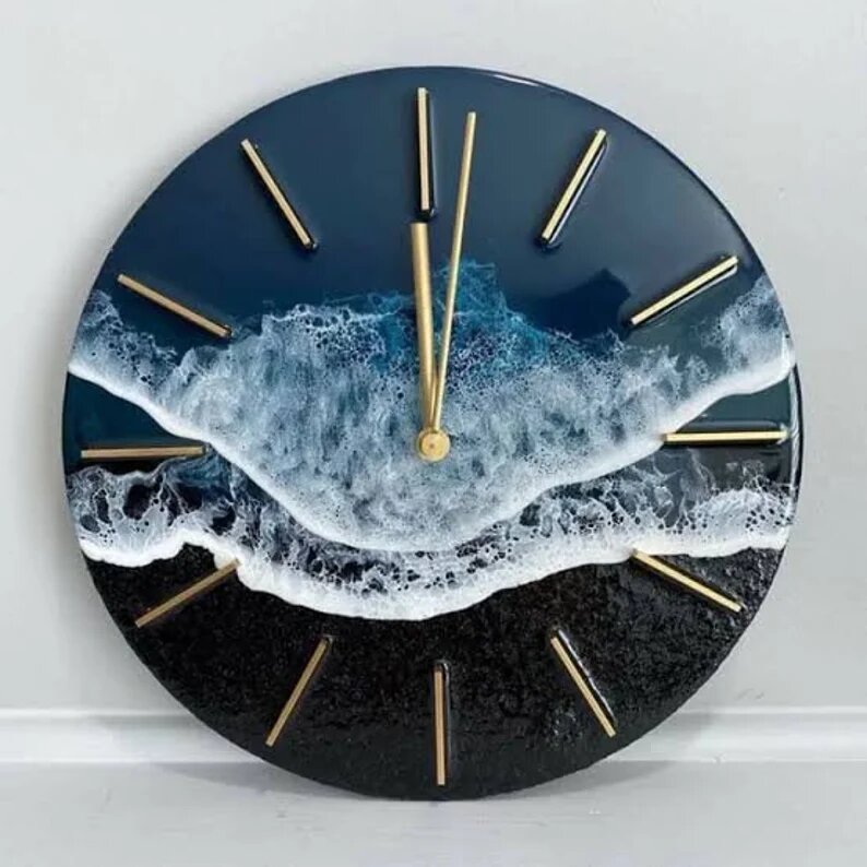  Black Ocean Resin Wall Clock
