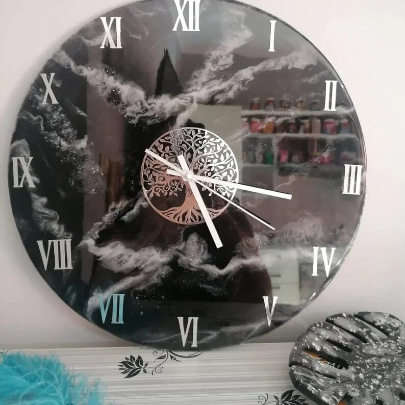  Black Handmade Resin Clock