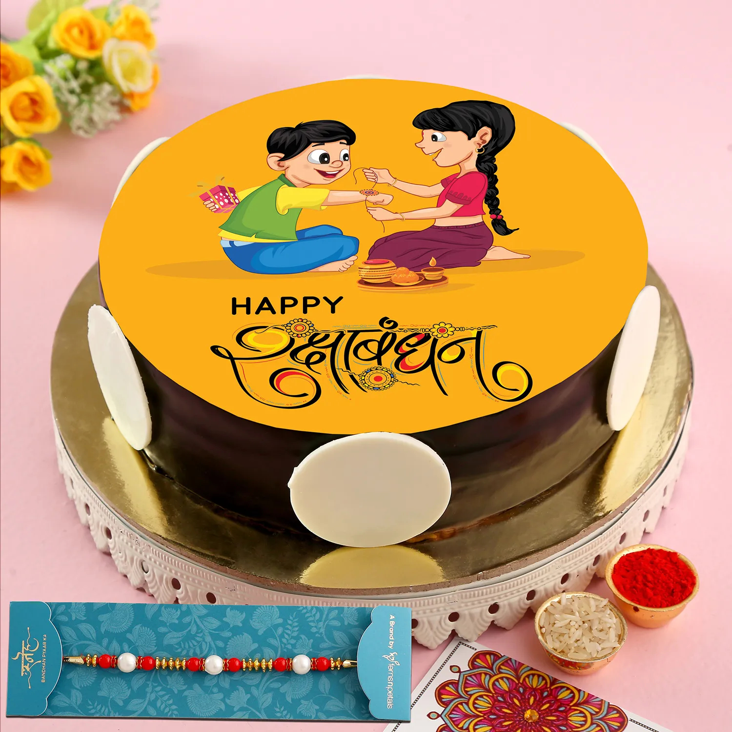  Lovely Rakhi Theme Chocolate Photo Cake