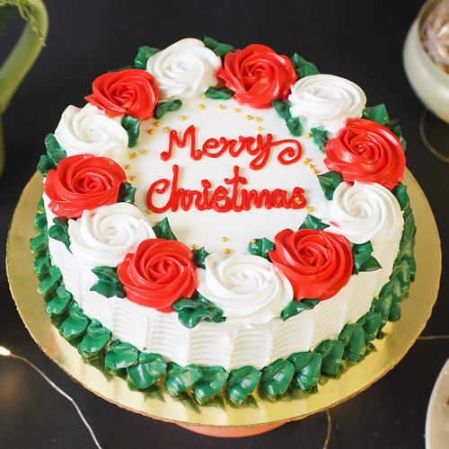  Floral Wreath Christmas Cake