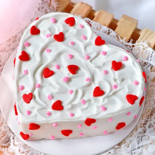  Heart-Shaped Chocolate Cake with Cream Frosting