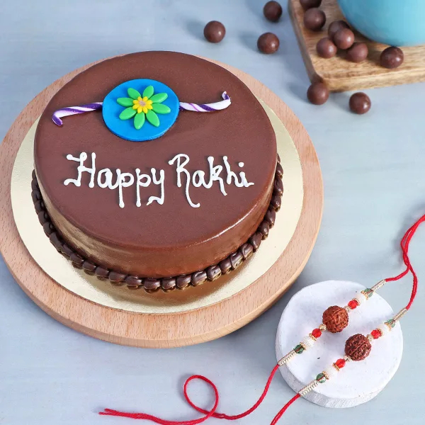  Rudraksh Rakhi Set Of 2 With Chocolate Cake (Half kg)