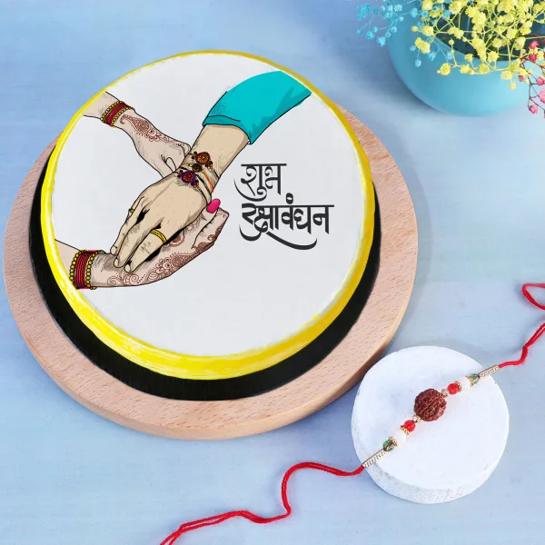  Rudraksh Rakhi With Rakshabandhan Special Poster Cake (Half kg)
