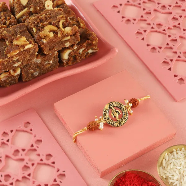  Sacred Rudraksh and Ganesh Rakhi Hamper