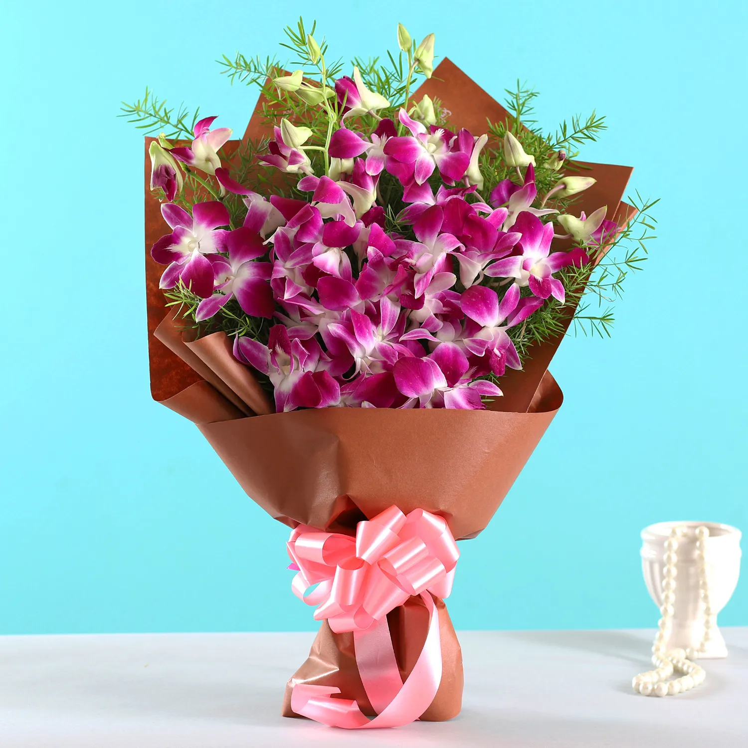  Six Exotic Purple Orchids Bouquet