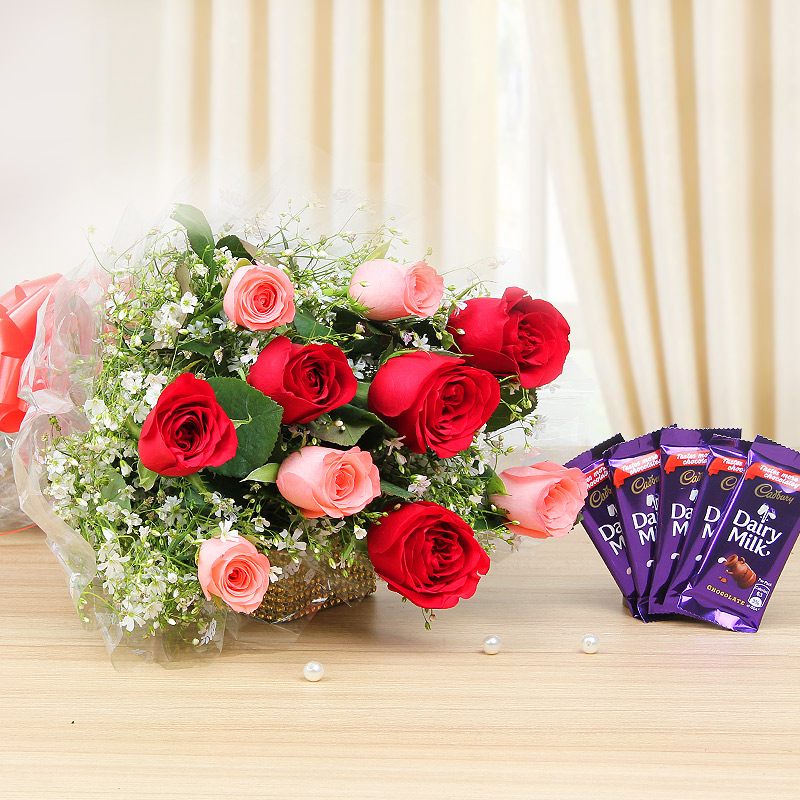  Pink N Red Rose Chocolate Combo