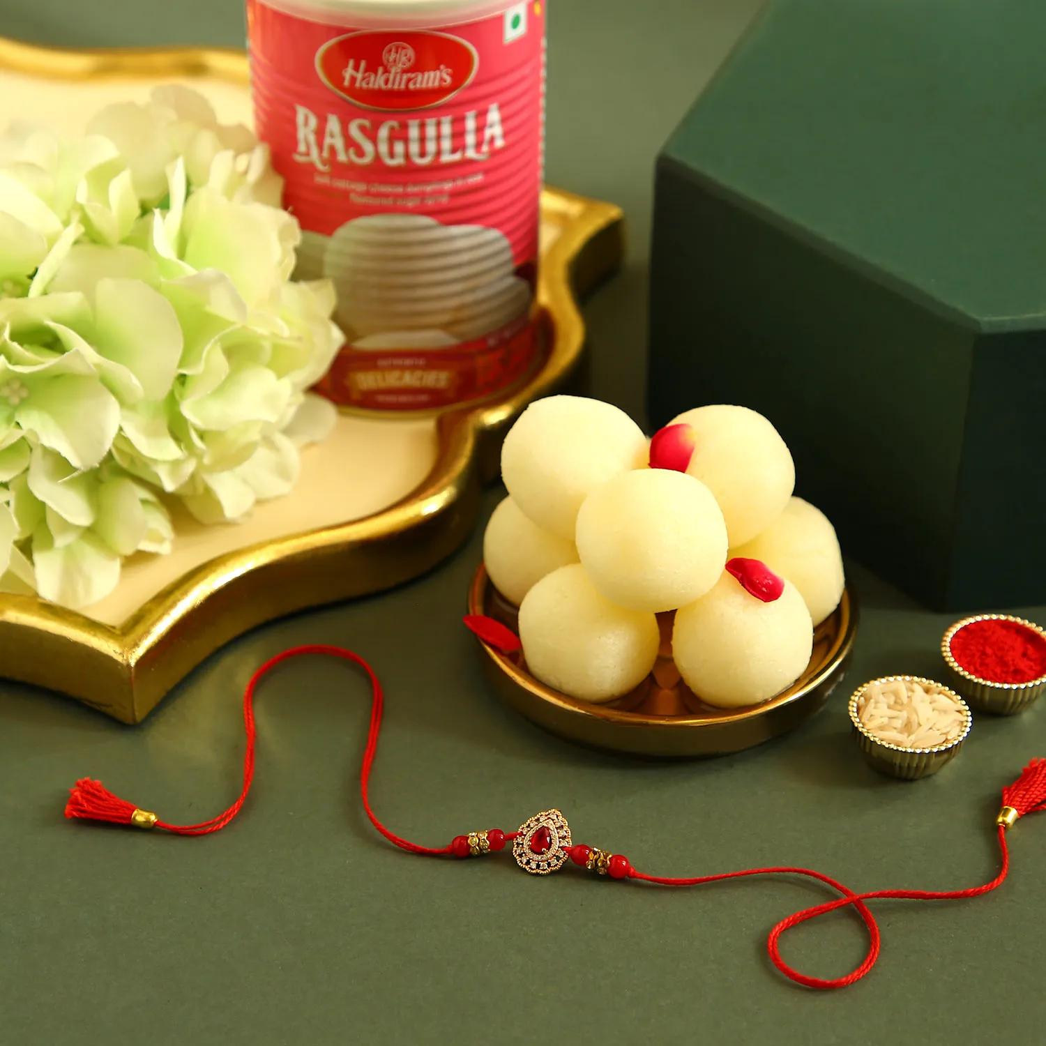  Sneh AD Drop Shaped Rakhi N Haldiram Rasgulla
