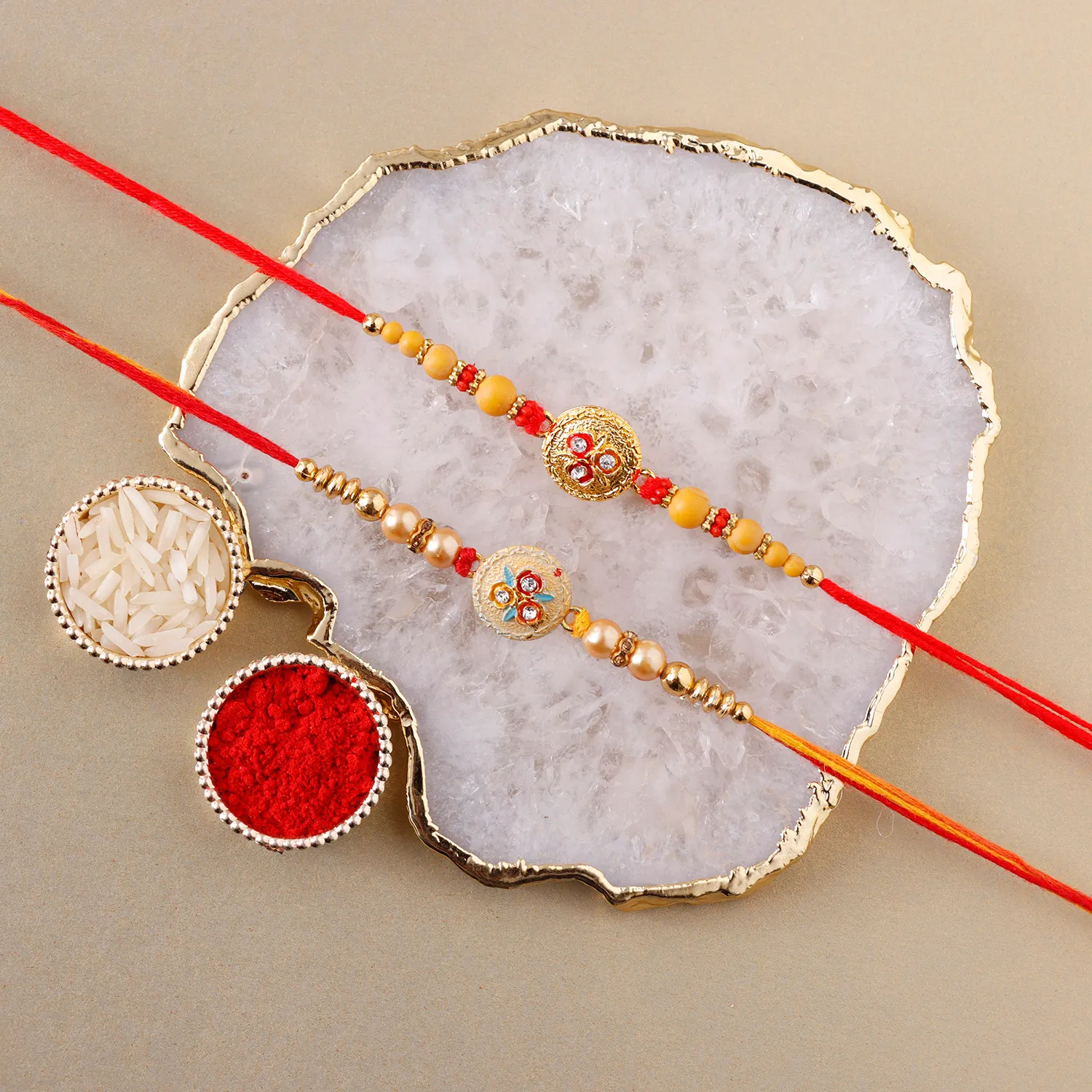  Designer Pearl Rakhis Set Of 2