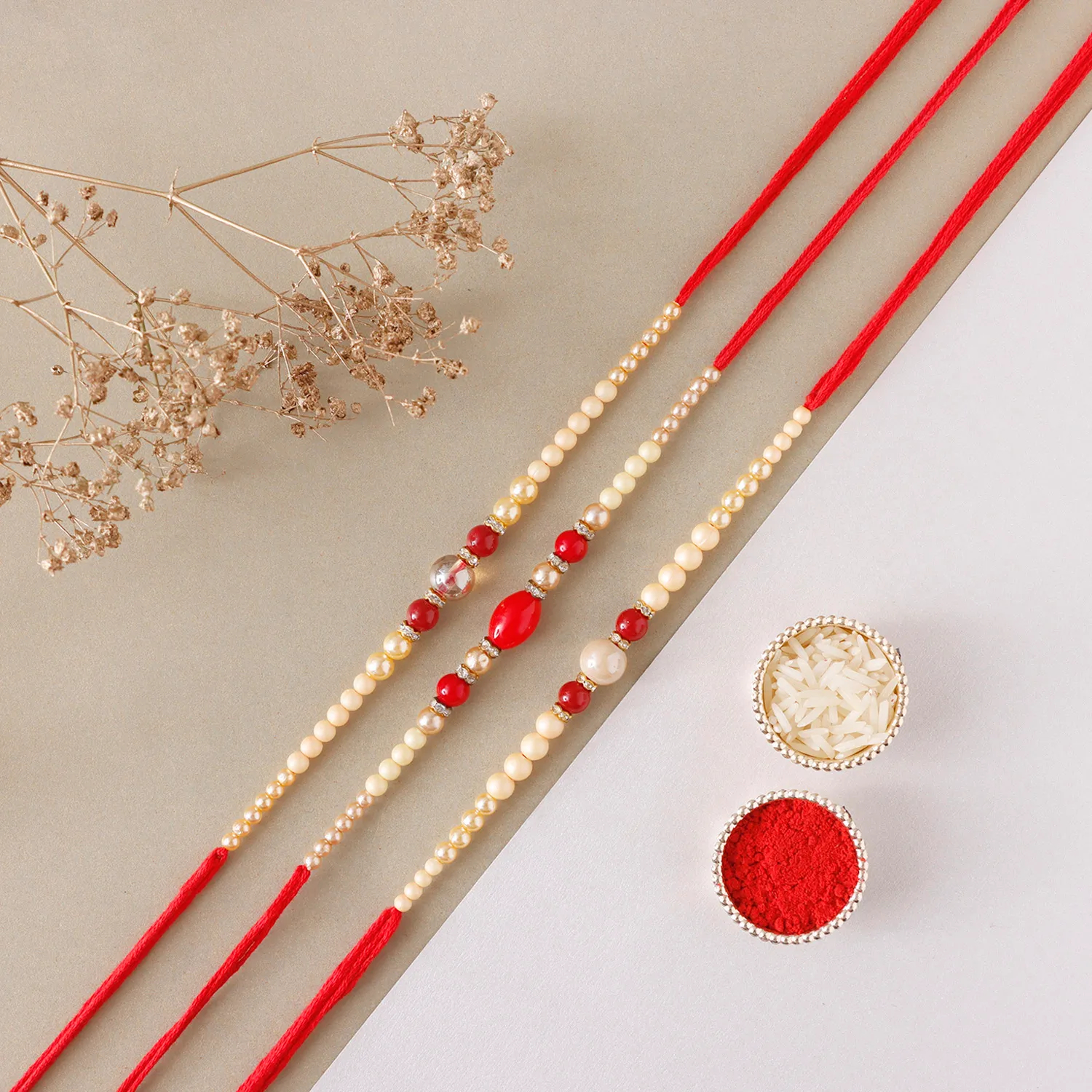  Sneh Elegant Pearl Rakhis Set Of 3