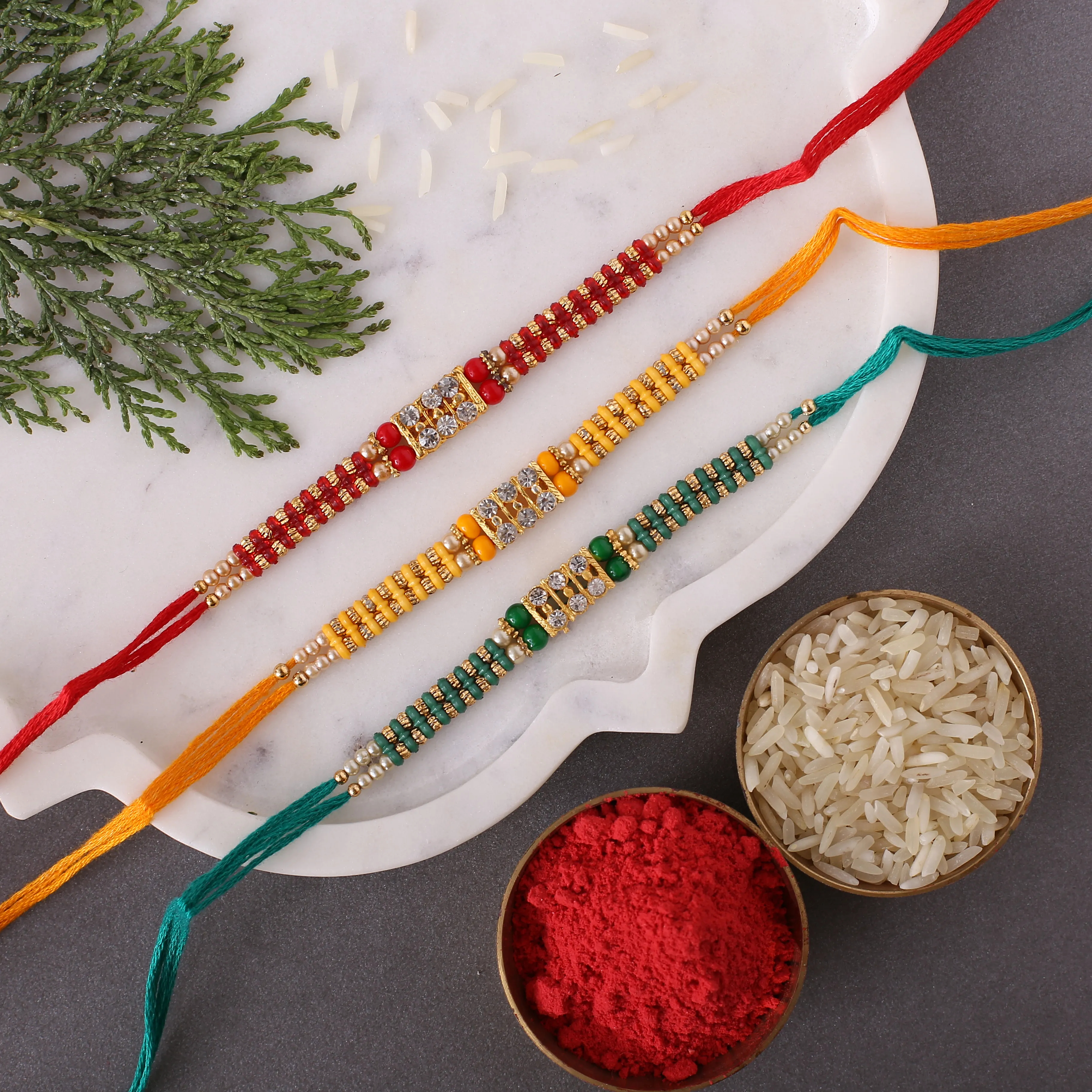  Sneh Ethnic American Diamond Rakhis Set Of 3