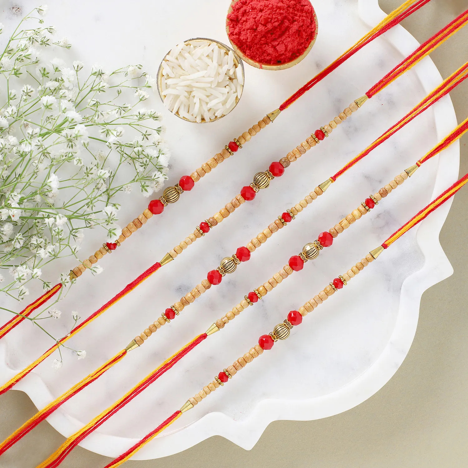  Sneh Ethnic Wooden Beads Rakhis Set Of 5