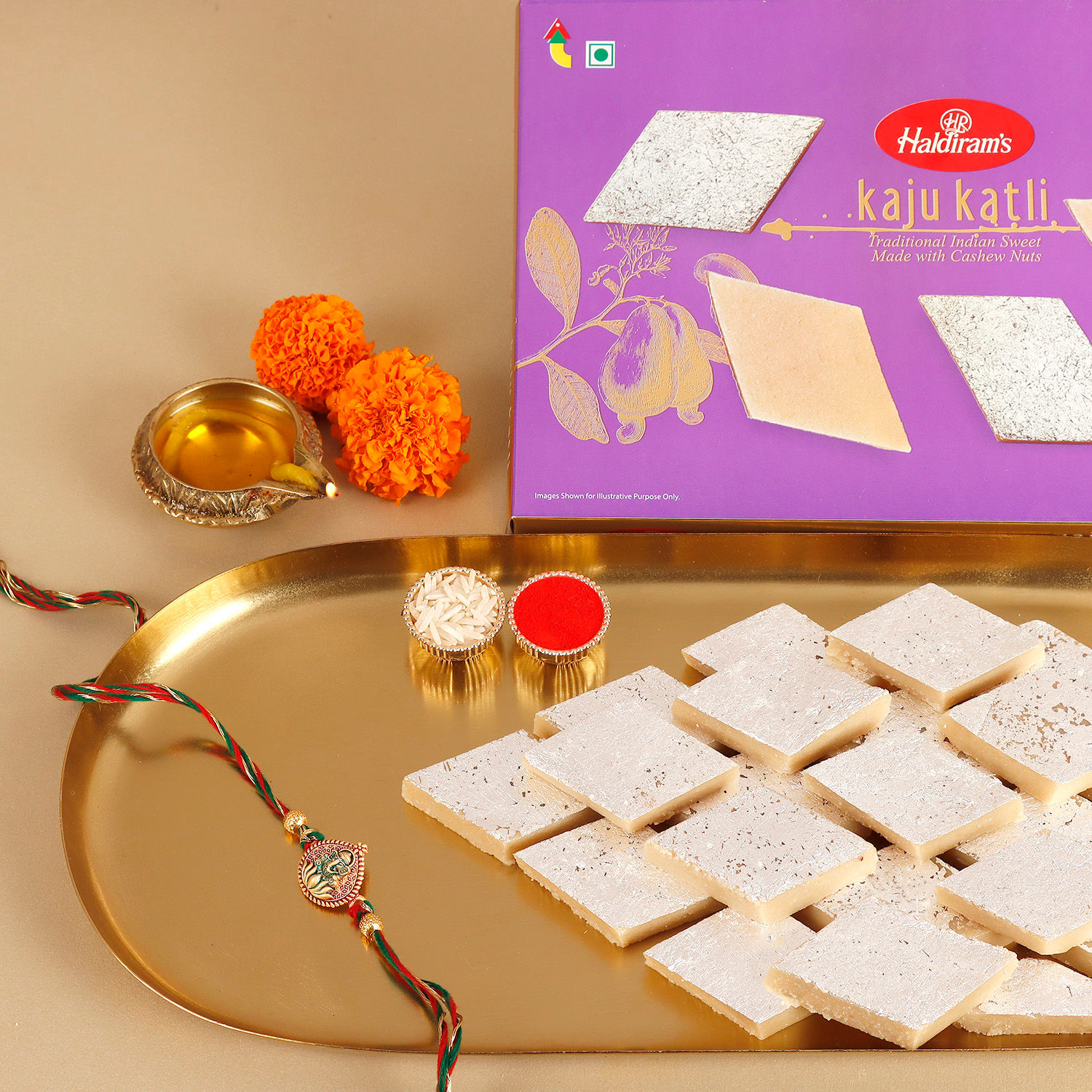  Sneh Lotus Ganesha Rakhi N Haldiram Kaju Katli