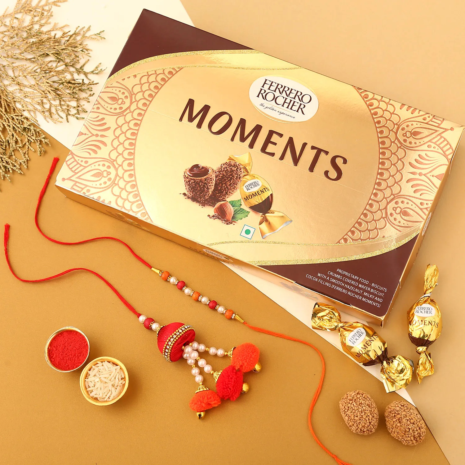  Sneh Pompom Bhaiya Bhabhi Rakhi Set N Ferrero Rocher Moments