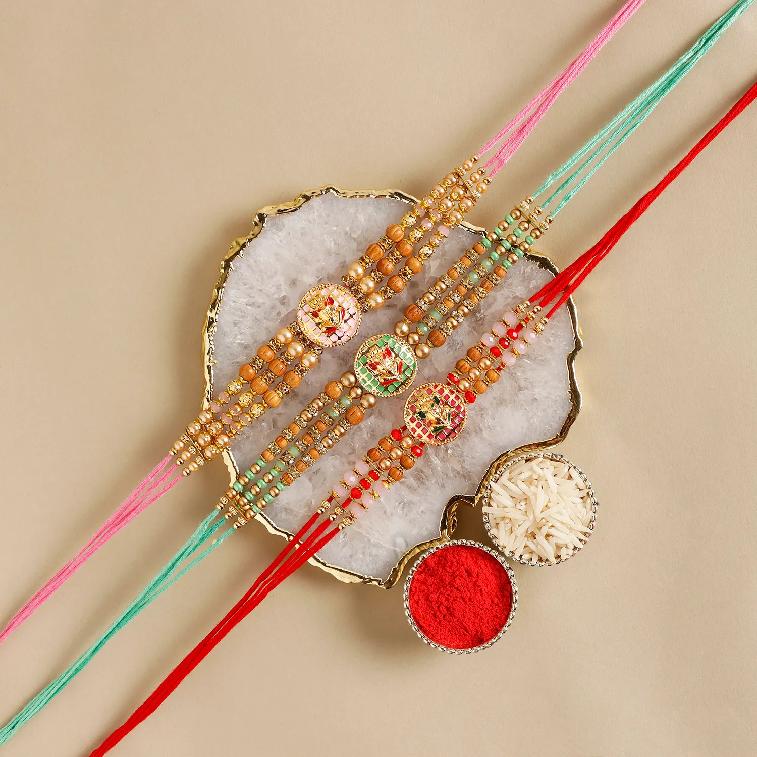  Sneh Traditional Meenakari Rakhis Set Of 3