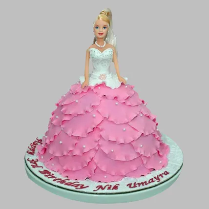  White N Pink Barbie Cake